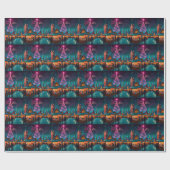 Papier Cadeau Joyeuse scène de Noël hivernal (Plat)