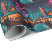 Papier Cadeau Joyeuse scène de Noël hivernal (Coin rond)