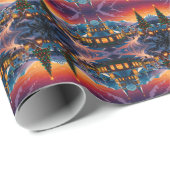 Papier Cadeau Joyeuse scène de Noël hivernal (Coin rond)