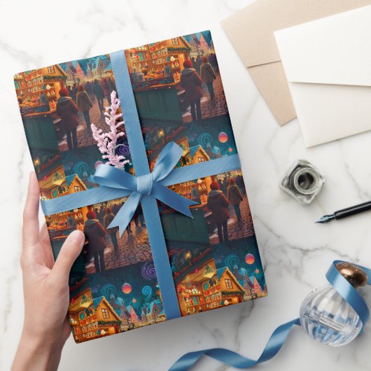 Papier Cadeau Joyeuse scène de Noël hivernal (Cadeaux)