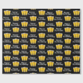 Papier Cadeau Joyeuses bières d'anniversaire en noir (Plat)