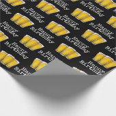 Papier Cadeau Joyeuses bières d'anniversaire en noir (Coin)