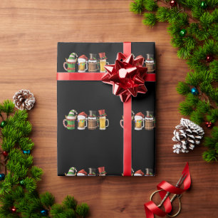Papier Cadeau Joyeuses bières de Noël Boire Père Noël Beer Lover