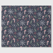 Papier Cadeau Joyeuses bonbons de Noël Flacon de neige Fir Branc (Plat)