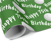 Papier Cadeau Joyeuses boules de golf du 75e anniversaire (Coin rond)