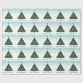 Papier Cadeau Joyeuses boules de Noël Arbre Mint Pastel Design (Plat)