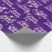 Papier Cadeau Joyeuses bulles d'anniversaire sur violet (Coin)