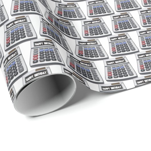 Papier Cadeau Joyeuses calculatrices d'anniversaire (Coin rond)