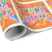 Papier Cadeau Joyeuses Cornes Et Rubans D'Anniversaire (Coin rond)