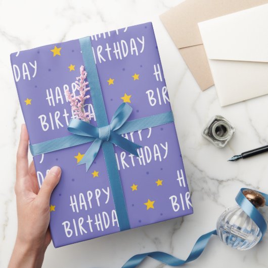 Papier Cadeau Joyeuses Etoiles d'anniversaire (Cadeaux)
