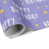 Papier Cadeau Joyeuses Etoiles d'anniversaire (Coin rond)