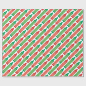 Papier Cadeau Joyeuses fêtes Crayons rouges et verts (Plat)