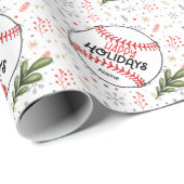 Papier Cadeau Joyeuses fêtes de baseball pour Noël et Nouvel An (Coin rond)