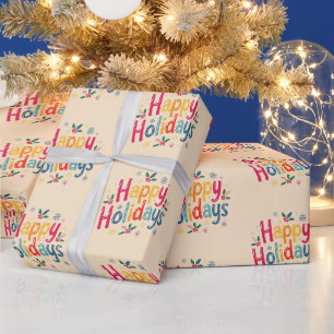 Papier Cadeau Joyeuses Fêtes de Noël en couleurs Christmas