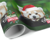 Papier Cadeau Joyeuses Fêtes de Red Panda Père Noël Wrapping Pa (Coin rond)
