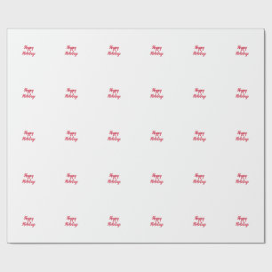 Papier Cadeau Joyeuses fêtes écriture manuscrite Noël rouge blan