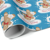 Papier Cadeau Joyeuses fêtes Homme en pain d'épice au lait (Coin rond)