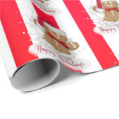 Papier Cadeau Joyeuses fêtes Homme en pain d'épice au lait (Coin rond)