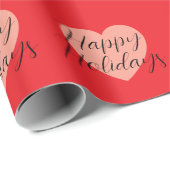 Papier Cadeau Joyeuses Fêtes Joyeux Noël Période de Vacances Cœu (Coin rond)