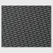 Papier Cadeau Joyeuses Fêtes Modernes Script Noir et Blanc (Plat)