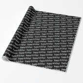 Papier Cadeau Joyeuses Fêtes Modernes Script Noir et Blanc (Déroulé)