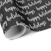 Papier Cadeau Joyeuses Fêtes Modernes Script Noir et Blanc (Coin rond)