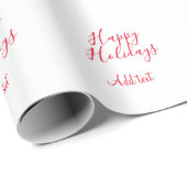 Papier Cadeau Joyeuses fêtes Noël calligraphie rouge simple mi (Coin rond)