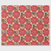 Papier Cadeau Joyeuses fêtes Noël Flocon de neige Photo Rouge (Plat)