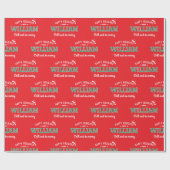 Papier Cadeau Joyeuses Fêtes Nom Noël Santa Hat Rouge Vert (Plat)