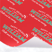 Papier Cadeau Joyeuses Fêtes Nom Noël Santa Hat Rouge Vert