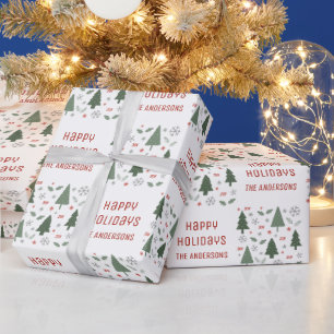 Papier Cadeau Joyeuses Fêtes Nom Personnalisé Noël