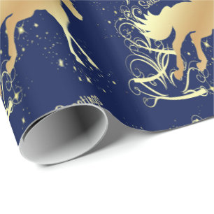 Papier Cadeau Joyeuses Fêtes occidental de cheval d'or de Noël