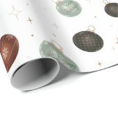 Papier Cadeau Joyeuses fêtes Ornements Neutral Festive Cadeau (Coin rond)