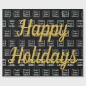 Papier Cadeau Joyeuses Fêtes Script Affaires Noir et Or Logo (Plat)