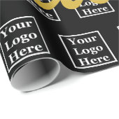 Papier Cadeau Joyeuses Fêtes Script Affaires Noir et Or Logo (Coin rond)