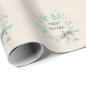 Papier Cadeau Joyeuses fêtes Texte modifiable Foliage d'hiver (Coin rond)