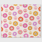 Papier Cadeau Joyeuses Fleurs souriantes motif avec des signes d (Plat)