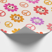 Papier Cadeau Joyeuses Fleurs souriantes motif avec des signes d (Coin)
