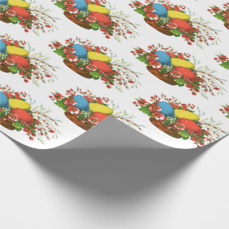 Papier Cadeau Joyeuses Pâques ! Carte postale vintage, œufs, pei