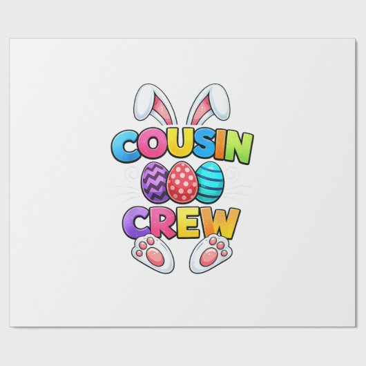 Papier Cadeau Joyeuses Pâques Cousin Crew Lapin Famille T-Shirt  (Plat)