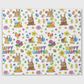 Papier Cadeau Joyeuses Pâques mignonnes (Plat)