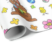 Papier Cadeau Joyeuses Pâques mignonnes (Coin rond)