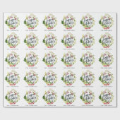 Papier Cadeau Joyeuses vacances aquarelle feuillage (Plat)