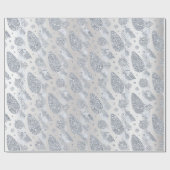 Papier Cadeau Joyeuses Vacances Gris Parties scintillant Argent  (Plat)