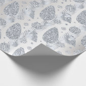Papier Cadeau Joyeuses Vacances Gris Parties scintillant Argent  (Coin)