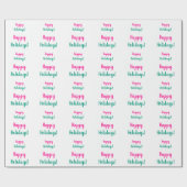 Papier Cadeau Joyeuses vacances Hot rose vert Noël (Plat)