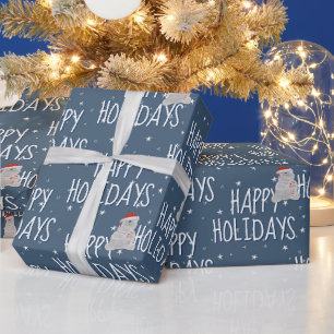 Papier Cadeau Joyeuses Vacances Ours Polaire Sur Les Étoiles