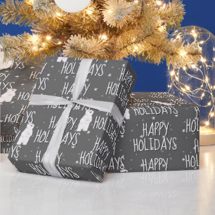 Papier Cadeau Joyeuses Vacances Ours Polaire Sur Les Étoiles