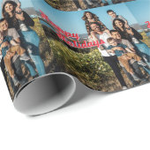 Papier Cadeau Joyeuses vacances Photo personnalisée (Coin rond)