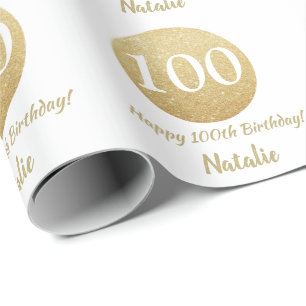 Papier Cadeau Joyeux 100e anniversaire de la Parties scintillant